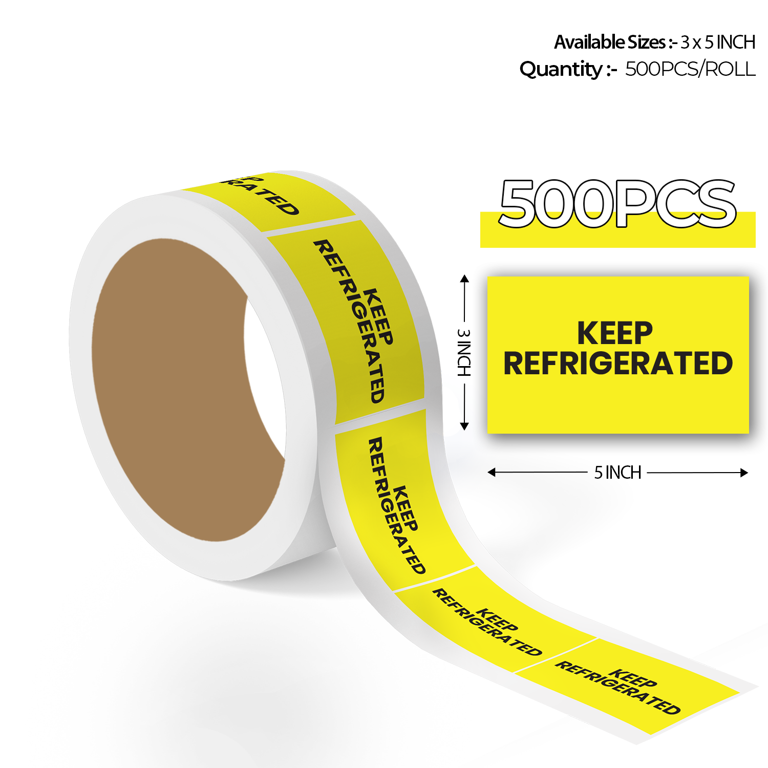 Keep Refrigerated (Yellow) - Refrigerator Labels