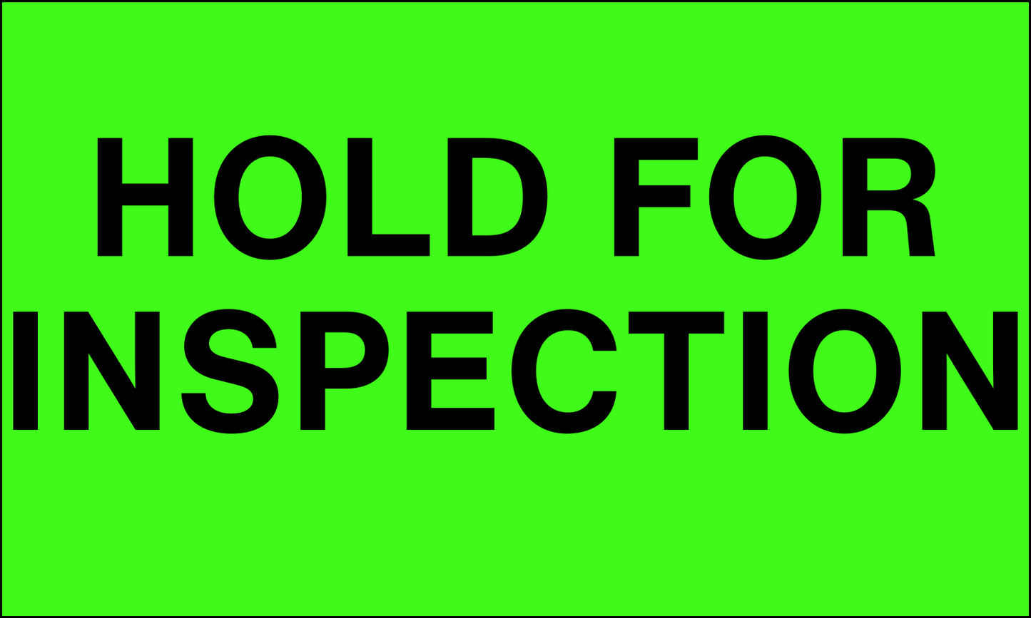 StickerJet Hold for Inspection – OSHA Receiving Labels – 3"x5" Rectangle Labels – 500 Qty/Roll – Paper, Easy Peel And Stick, Strong Adhesive, No Residue, Made In USA