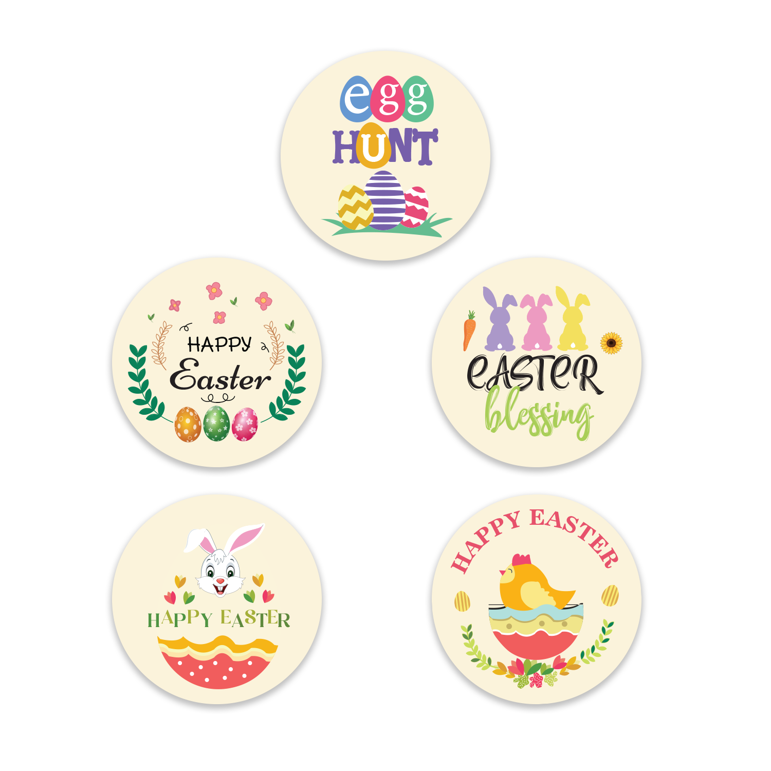 Assorted Happy Easter Egg Hunt Design - Easter Stickers
