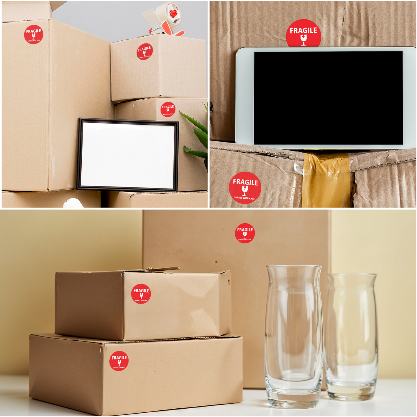 Fragile Handle With Care 1 - Roll / Sheet- 1"x1" / 2"x2" / 3"x3" / 4"x4"