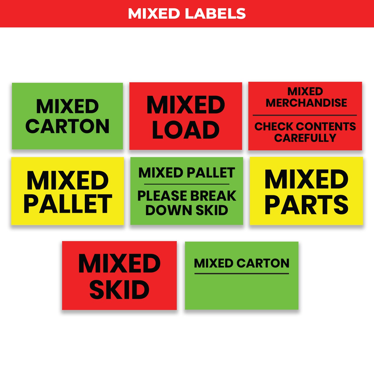 StickerJet Mixed Carton - OSHA Mixed Labels - 2"x3" and 3"x5" Rectangle Labels - 500 Qty/Roll - Paper, Easy Peel And Stick, Strong Adhesive, Made In USA