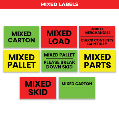 StickerJet Mixed Carton - OSHA Mixed Labels - 2"x3" and 3"x5" Rectangle Labels - 500 Qty/Roll - Paper, Easy Peel And Stick, Strong Adhesive, Made In USA