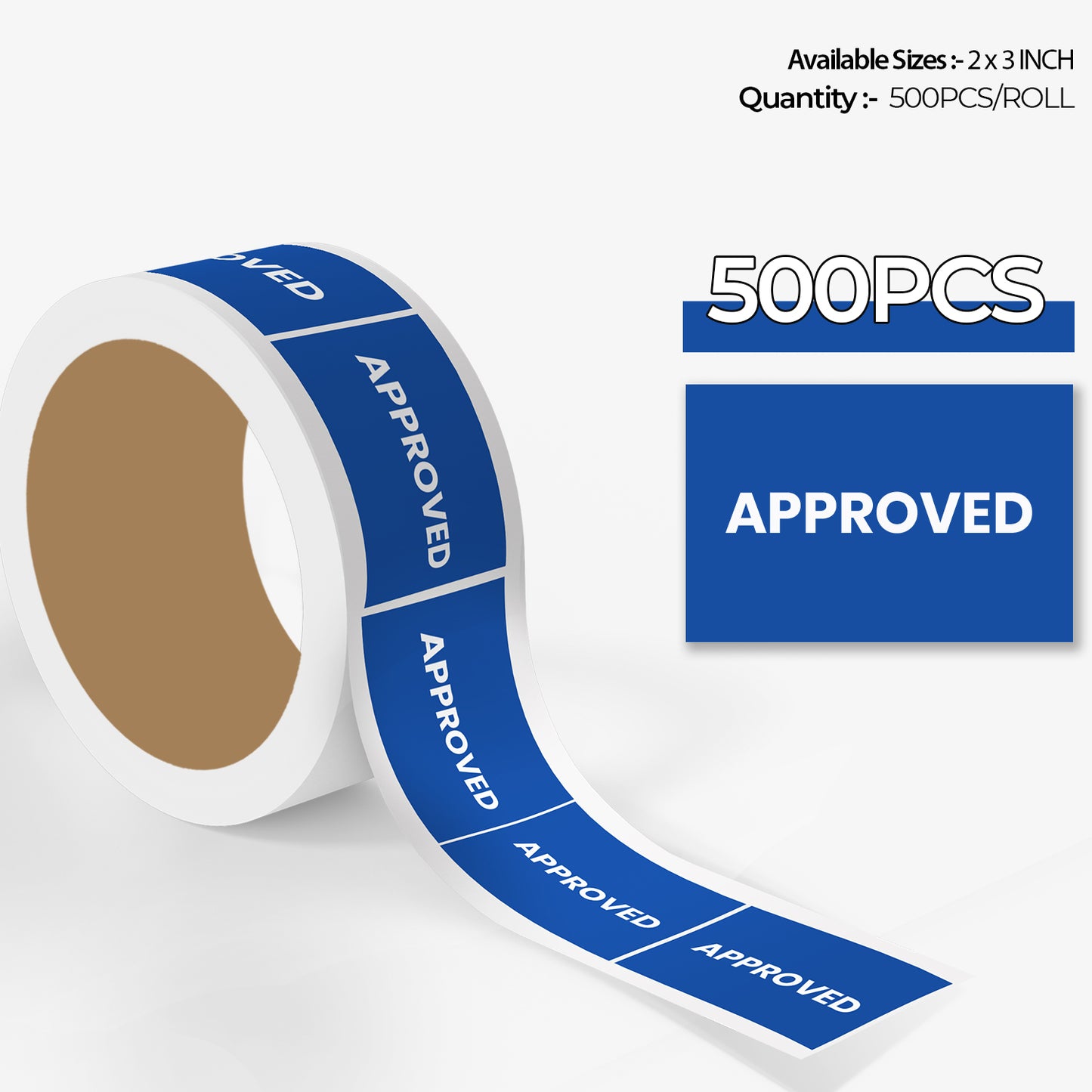 StickerJet Approved – OSHA Quality Control Roll Labels – 2x3" Rectangle Labels – 500 Qty/Roll – Paper, Easy Peel And Stick, Strong Adhesive, Made In USA