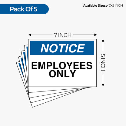 StickerJet Employees Only 3.5""x5"" and 5""x7"" Workplace Stickers - Pack of 5 Individually Cut Rectangle Premium Vinyl Decals, Waterproof, Weatherproof, Scratch-proof, UV resistant