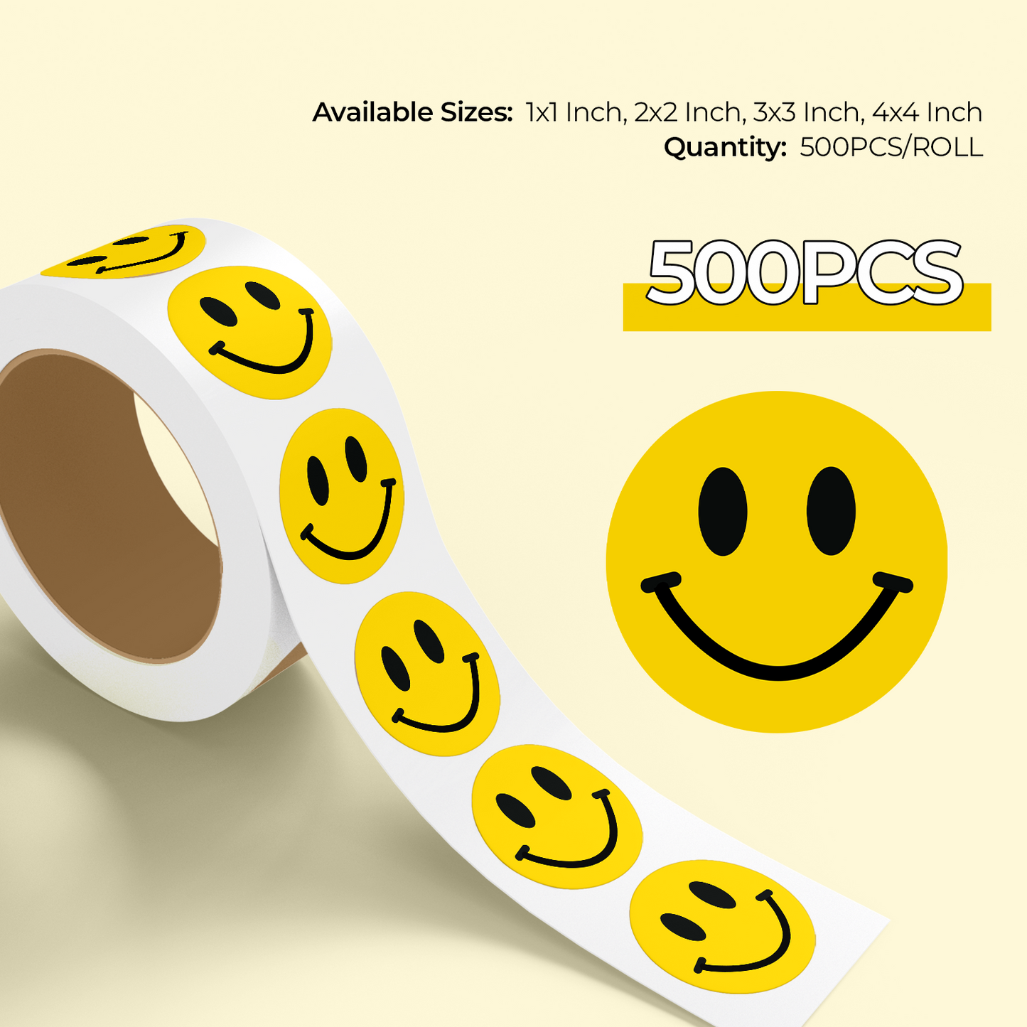 Smiley - Roll / Sheet - 1"x1" / 2"x2" / 3"x3" / 4"x4"