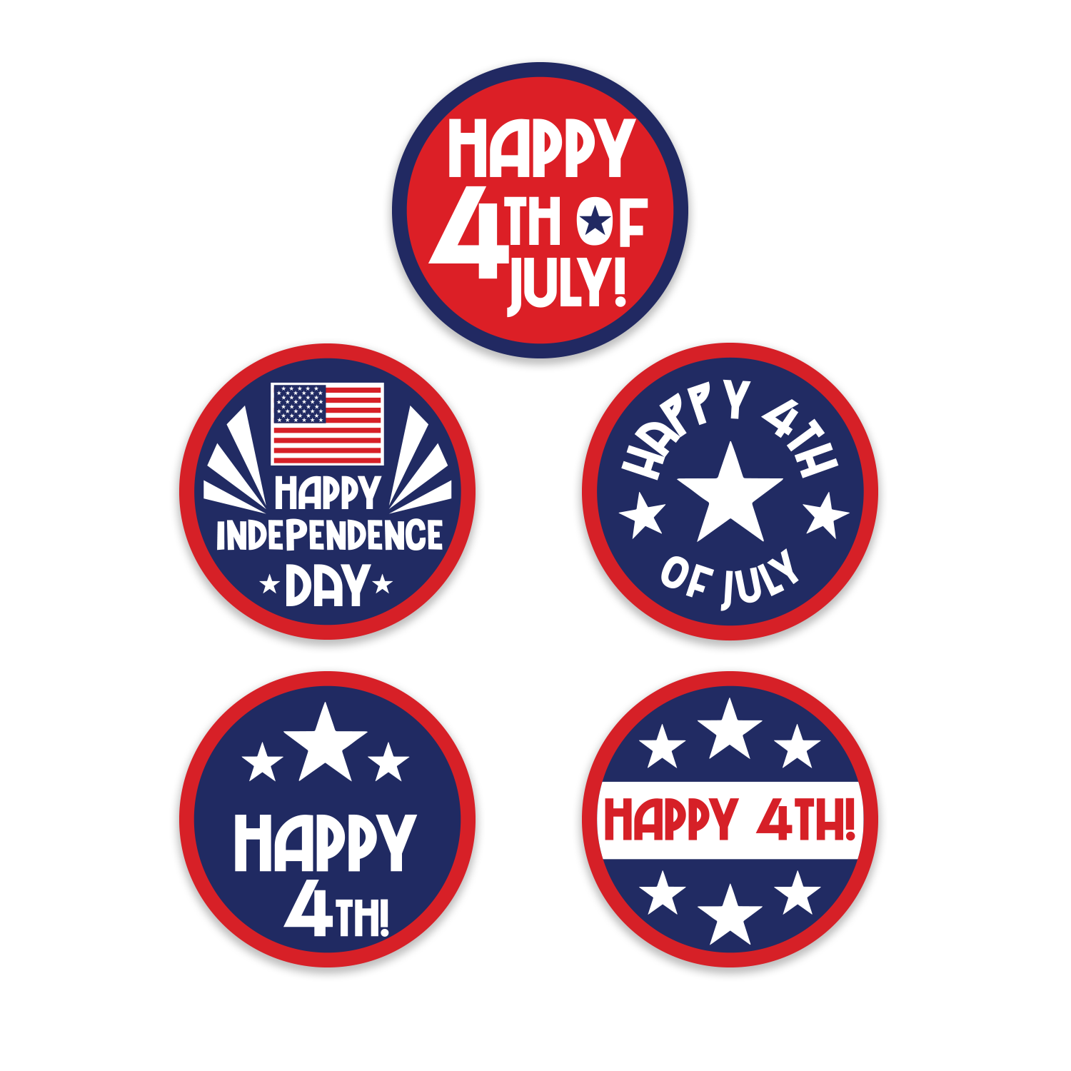 4th of July Stickers – Happy 4th of July Assorted Designs