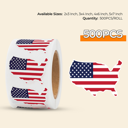 American Flag - Roll / Sheet- 2"x3" / 3"x4" / 4"x6" / 5"x7"