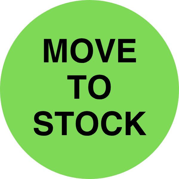 StickerJet Move To Stock – OSHA Inventory Control Roll Labels – 2" Circle Labels – 500 Qty/Roll – Paper, Easy Peel And Stick, Strong Adhesive, Made In USA