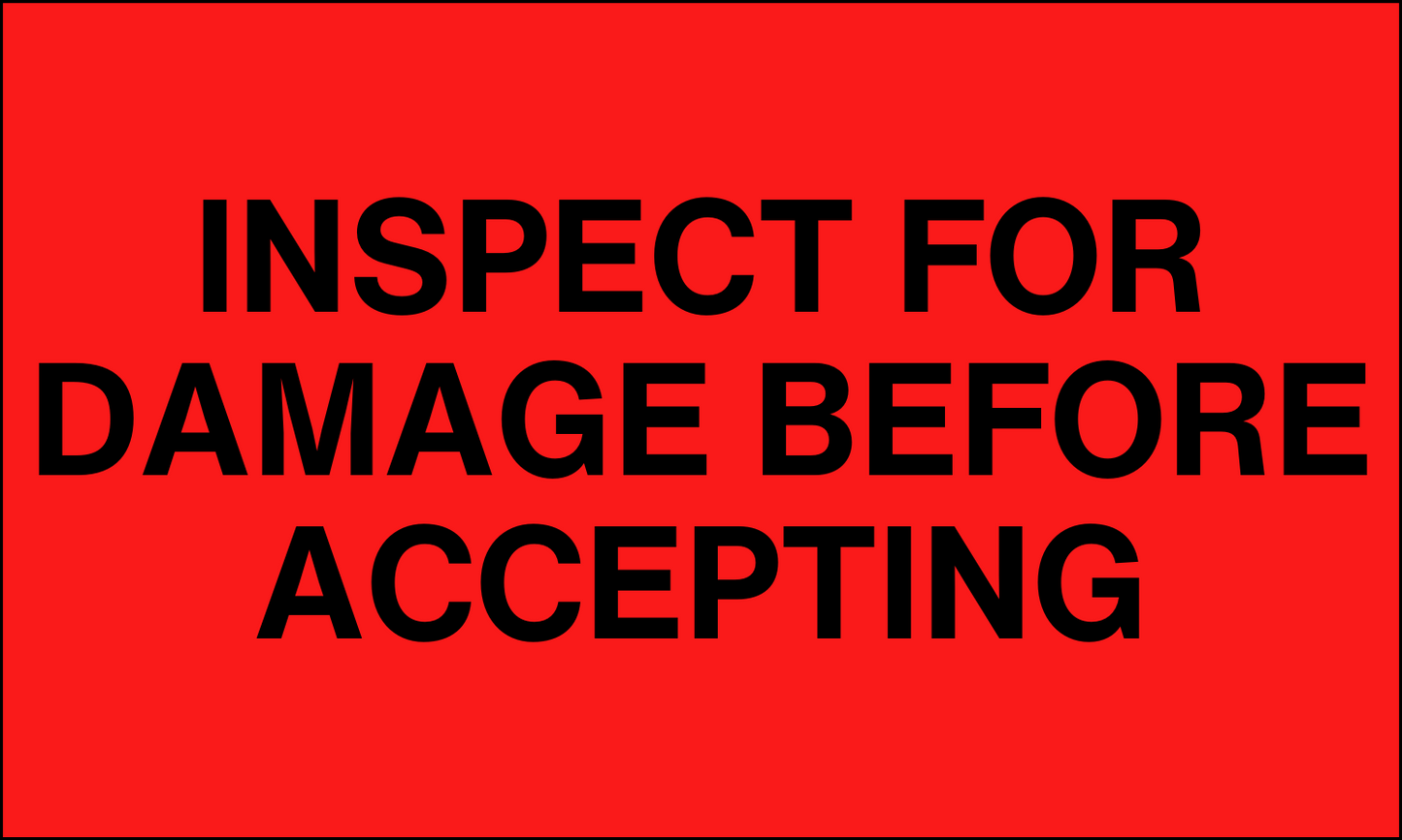 StickerJet Inspect for Damage Before Accepting – OSHA Receiving Labels – 3"x5" Rectangle Labels – 500 Qty/Roll – Paper, Easy Peel And Stick, Strong Adhesive, No Residue, Made In USA