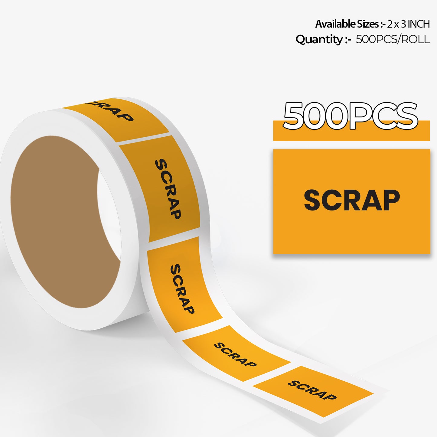 StickerJet Scrap – OSHA Inventory Control Roll Labels – 2x3" Rectangle Labels – 500 Qty/Roll – Paper, Easy Peel And Stick, Strong Adhesive, Made In USA