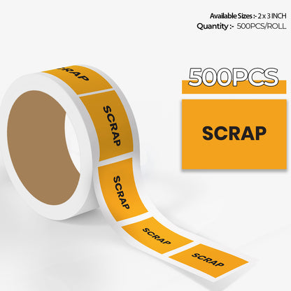StickerJet Scrap – OSHA Inventory Control Roll Labels – 2x3" Rectangle Labels – 500 Qty/Roll – Paper, Easy Peel And Stick, Strong Adhesive, Made In USA