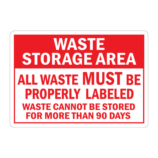 Waste Storage Area: All Waste Must Be Properly Labeled, Waste Cannot Be Stored For More Than 90 Days