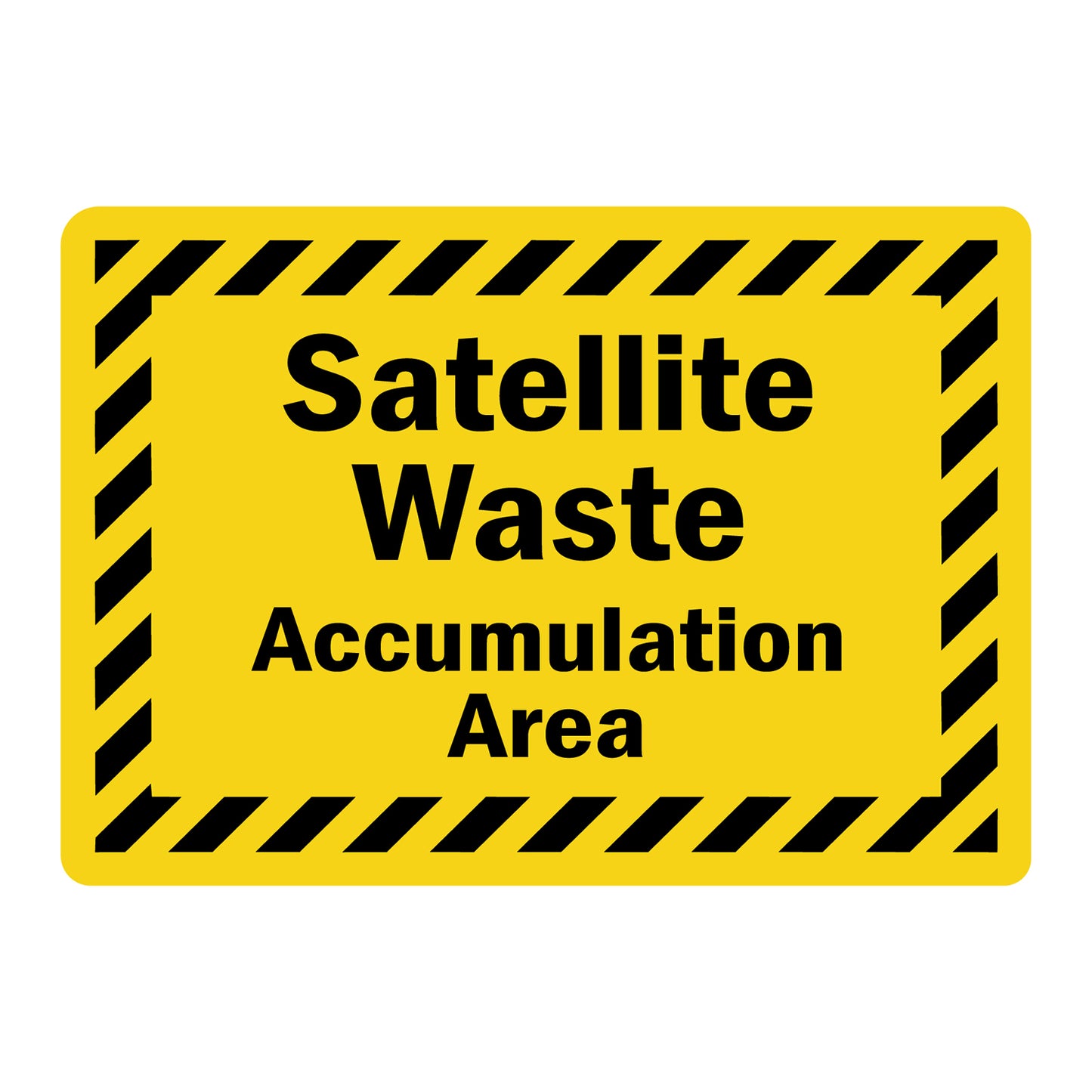 Satellite Waste Accumulation Area Sign Sticker identifying EPA designated satellite hazardous waste accumulation points for RCRA compliant waste collection and storage in industrial and laboratory environments
