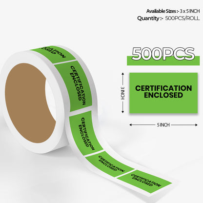 StickerJet Certification Enclosed – OSHA Receiving Labels – 3"x5" Rectangle Labels – 500 Qty/Roll – Paper, Easy Peel And Stick, Strong Adhesive, No Residue, Made In USA