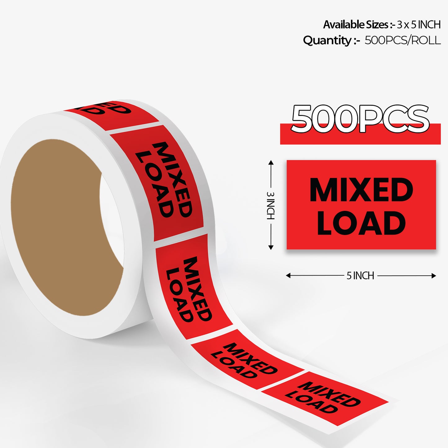 StickerJet Mixed Load - OSHA Mixed Labels - 3"x5" Rectangle Labels - 500 Qty/Roll - Paper, Easy Peel And Stick, Strong Adhesive, Made In USA
