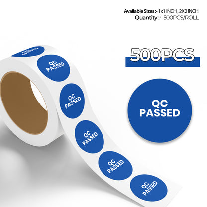 StickerJet QC Passed – OSHA Quality Control Roll Labels – 1" And 2" Circle Labels – 500 Qty/Roll – Paper, Easy Peel And Stick, Strong Adhesive, Made In USA