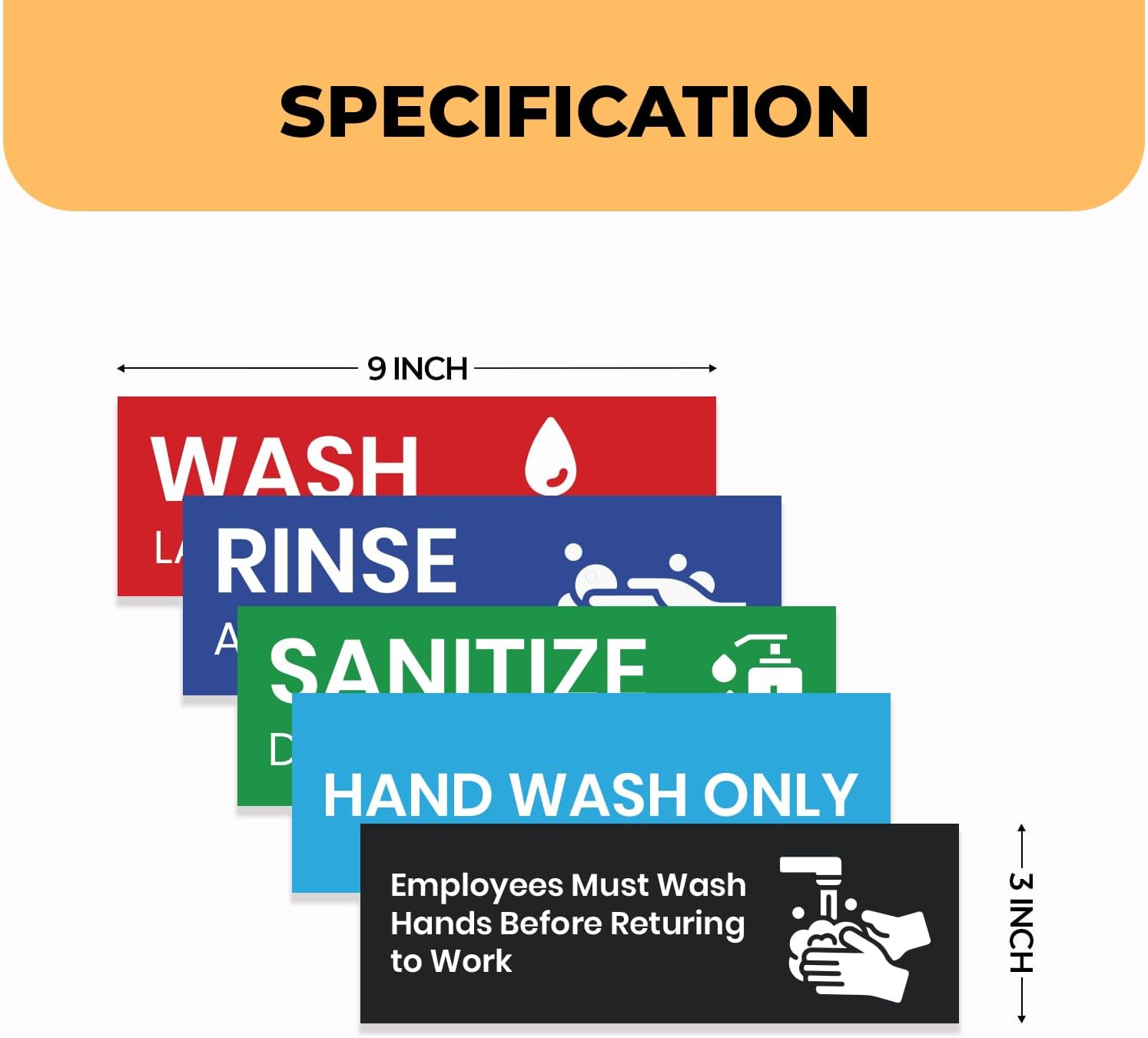 Wash, Rinse, Sanitize, Sink Labels