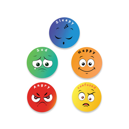 Multi Color Emotion Face - 500 Labels/Roll - 1"x1" / 2"x2" / 3"x3"