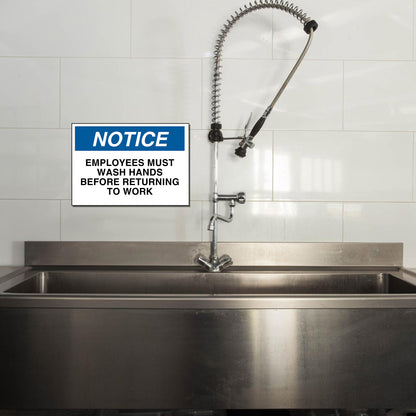 StickerJet Employees Must Wash Hands 3.5""x5"" and 5""x7"" Workplace Stickers - Pack of 5 Individually Cut Rectangle Premium Vinyl Decals, Waterproof, Weatherproof, Scratch-proof, UV resistant