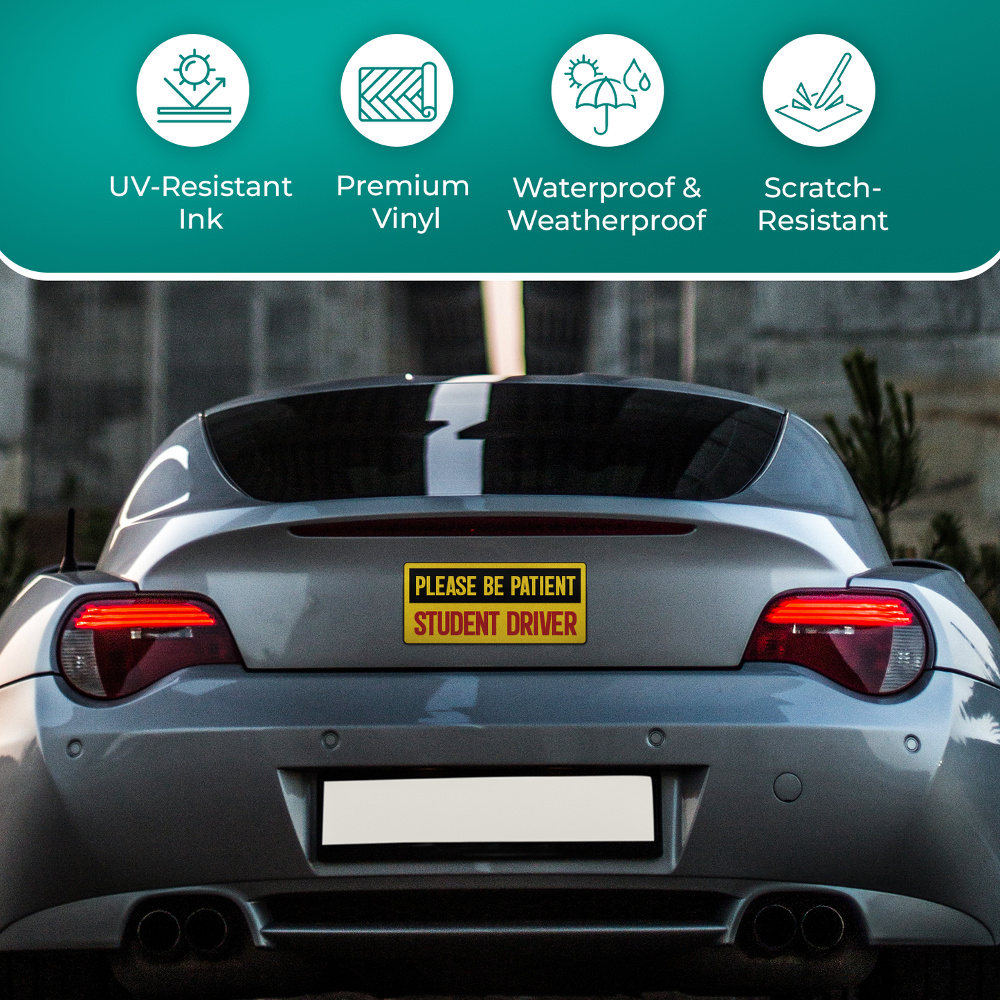 Student Driver - 2-Pack Individually Cut Stickers - 9”x3”