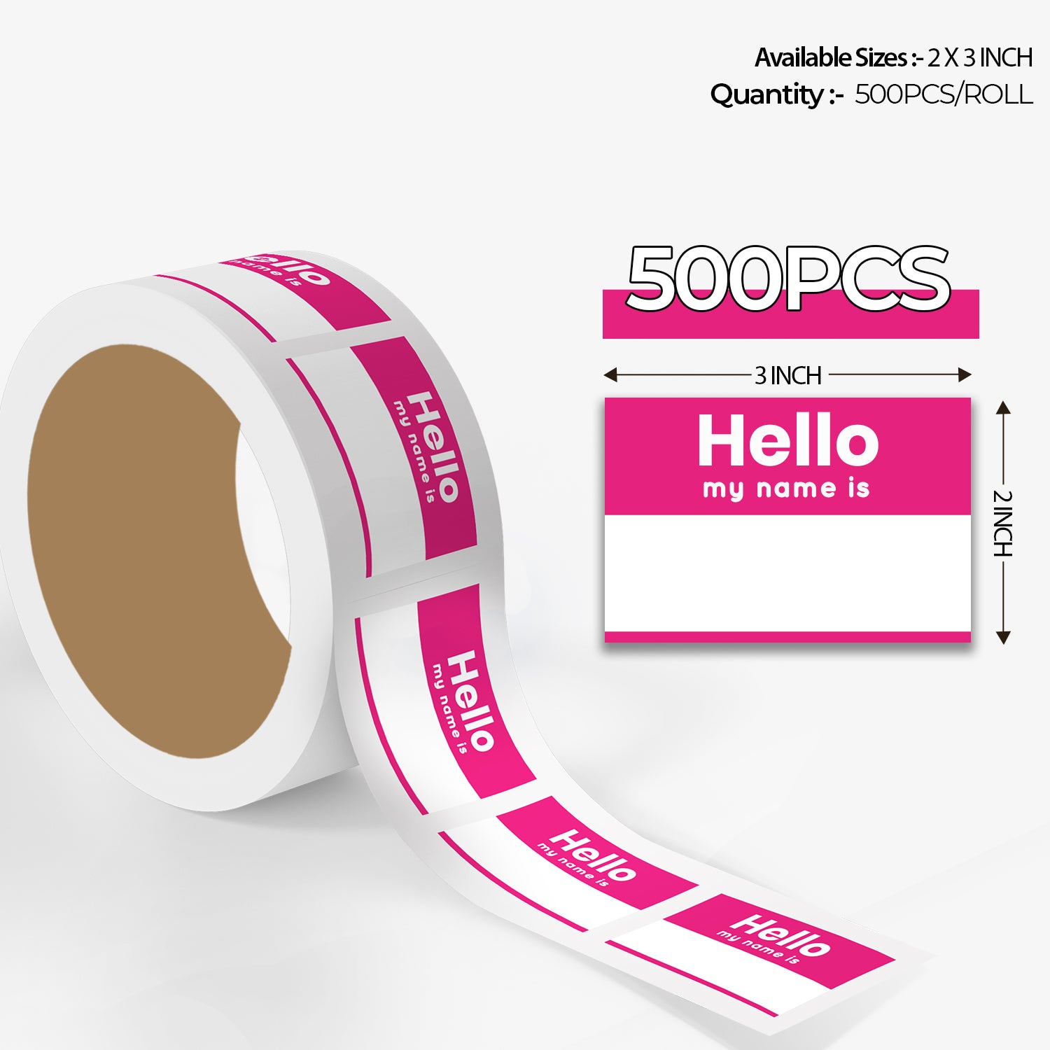 Name Tag - 500 Labels/Roll - 2"x3"