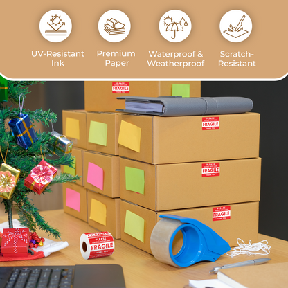 Fragile Handle With Care 2 - Roll / Sheet - 3"x2" / 3"x4" / 4"x6" / 5"x7"