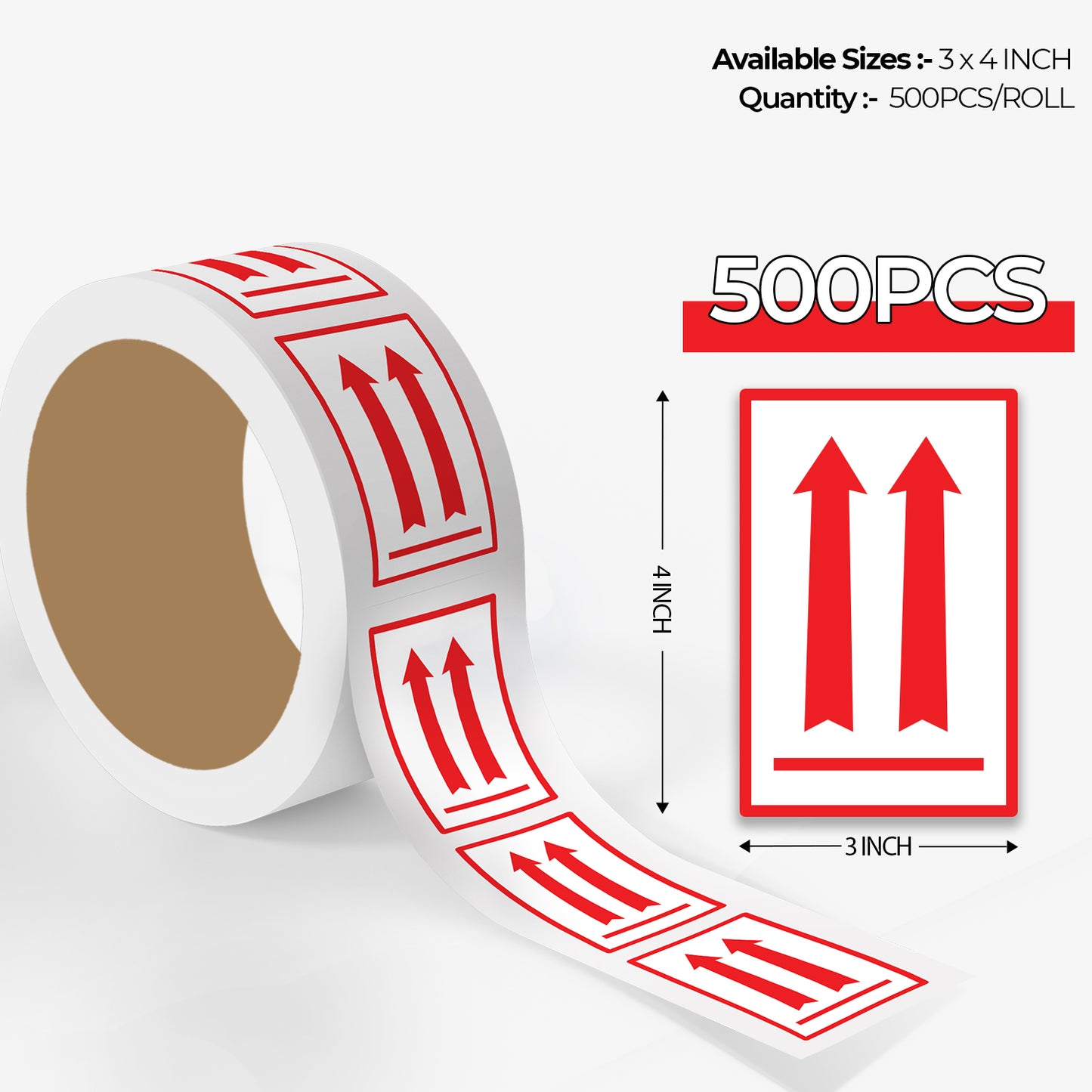 StickerJet Red Arrows – OSHA Air Speciality Labels – 3"x4" and 4"x6" Rectangle Labels – 500 Qty/Roll – Paper, Easy Peel And Stick, Strong Adhesive, Made In USA