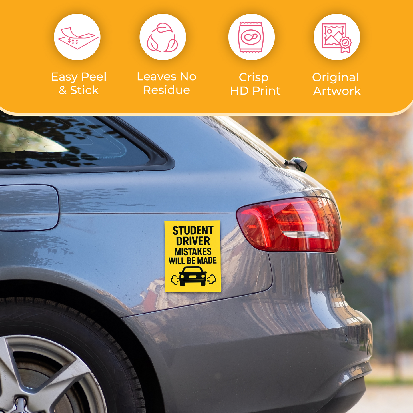 Student Driver Mistakes Will Be Made - 2-Pack Individually Cut Stickers - 3" x 6"
