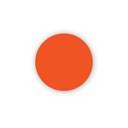 "Fluorescent Red Dot Labels, single solid round colored dot sticker for inventory and color coding on white background."