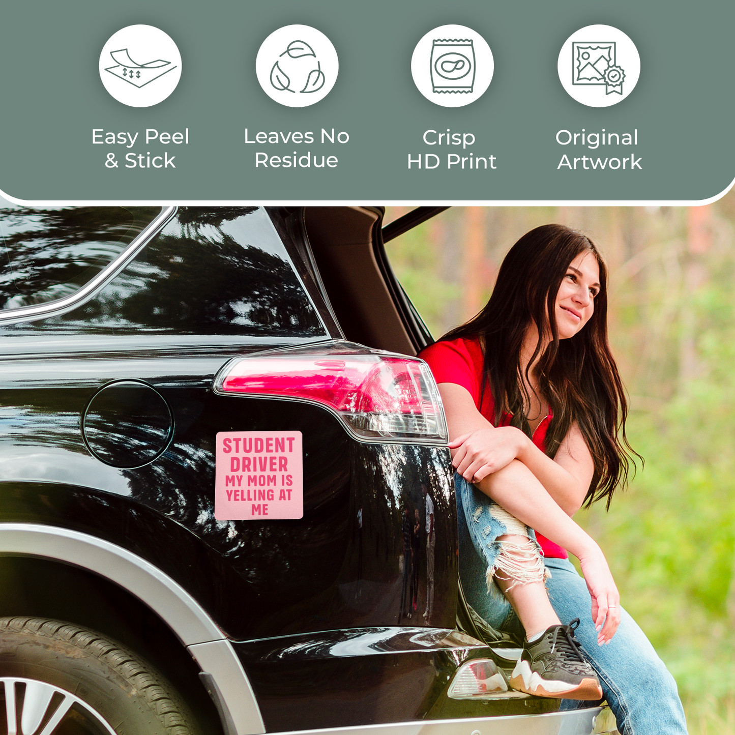 Student Driver My Mom is Yelling At Me - 2-Pack Individually Cut Stickers - 6" x 6"