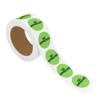 StickerJet QC Approved – OSHA Quality Control Roll Labels – 2" Circle Labels – 500 Qty/Roll – Paper, Easy Peel And Stick, Strong Adhesive, Made In USA