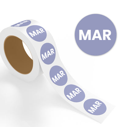March (Circle) - Month Lables Roll - 1"x1" / 2"x2"