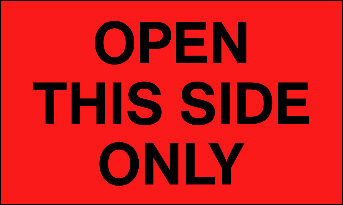 StickerJet Open This Side Only – OSHA Receiving Labels – 3"x5" Rectangle Labels – 500 Qty/Roll – Paper, Easy Peel And Stick, Strong Adhesive, No Residue, Made In USA