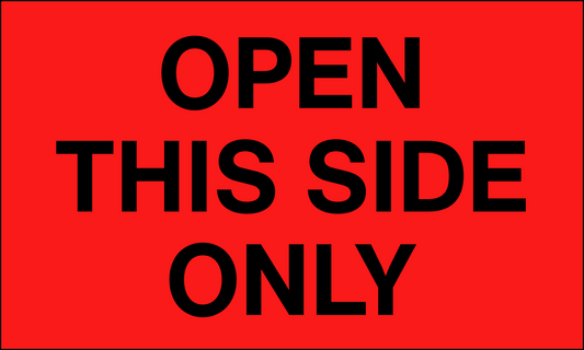 StickerJet Open This Side Only – OSHA Receiving Labels – 3"x5" Rectangle Labels – 500 Qty/Roll – Paper, Easy Peel And Stick, Strong Adhesive, No Residue, Made In USA