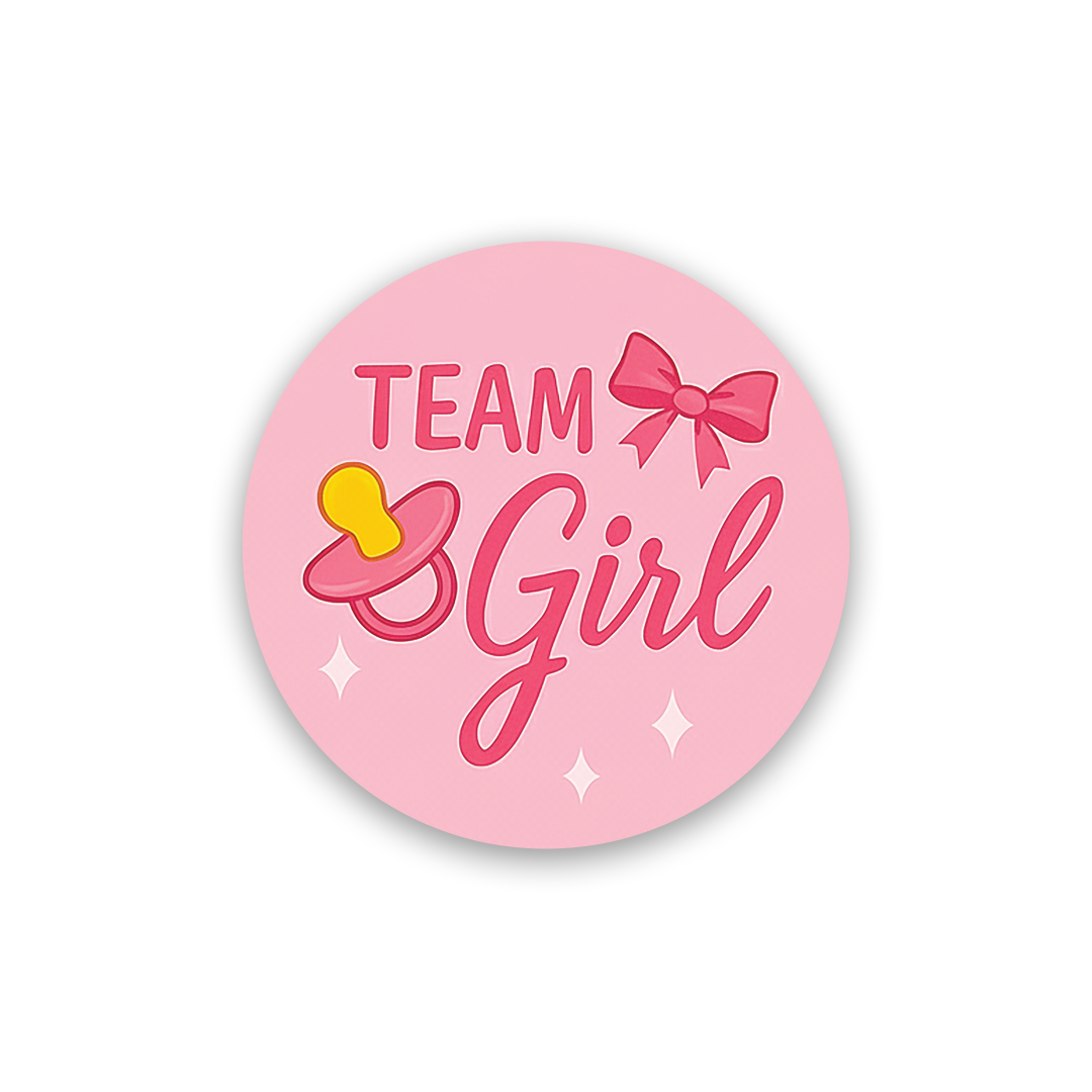 Gender Reveal Sticker – Pacifier & Bow Design