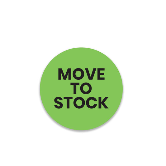 StickerJet Move To Stock – OSHA Inventory Control Roll Labels – 2" Circle Labels – 500 Qty/Roll – Paper, Easy Peel And Stick, Strong Adhesive, Made In USA