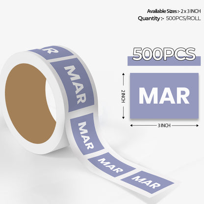 March (Rectangle) - Month Lables Roll - 2"x3" / 3"x5"