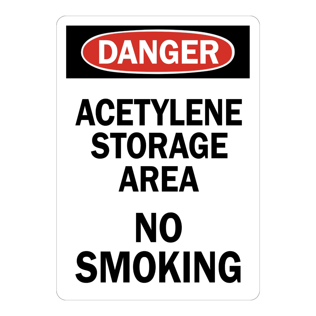 OSHA Danger: Acetylene Storage Area - No Smoking