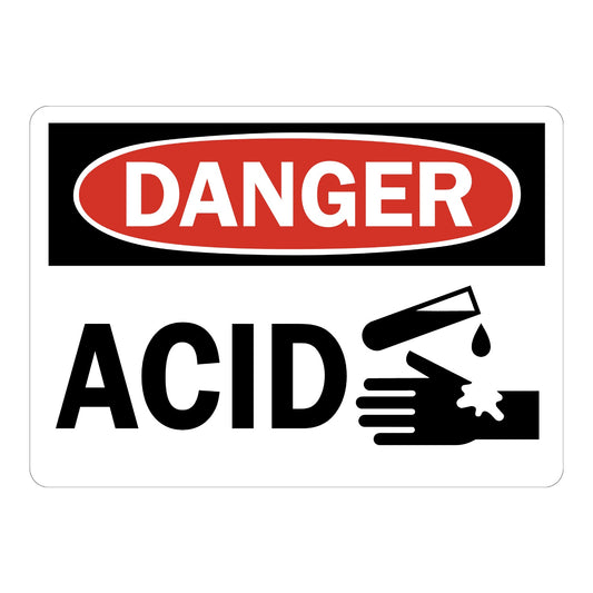 OSHA Danger: Acid (With Hand Graphic)