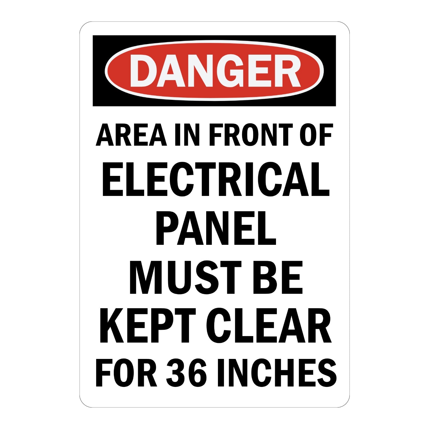 OSHA Danger: Area in Front of This Electrical Panel Must Be Kept Clear for 36 Inches