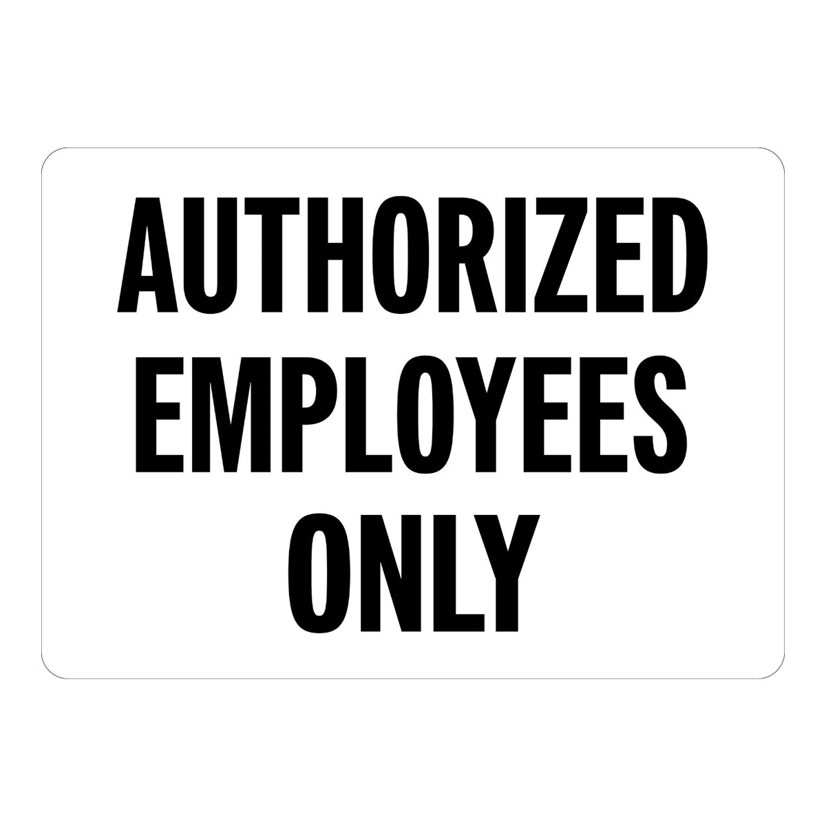 Authorized Employees Only Sign Stickers featuring bold black text in a clean, minimalist design on a plain white background, ideal for simple restricted access signage.