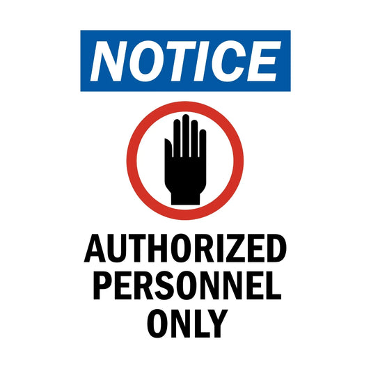 OSHA Notice: Authorized Personnel Only (With Hand Graphic Vertical)