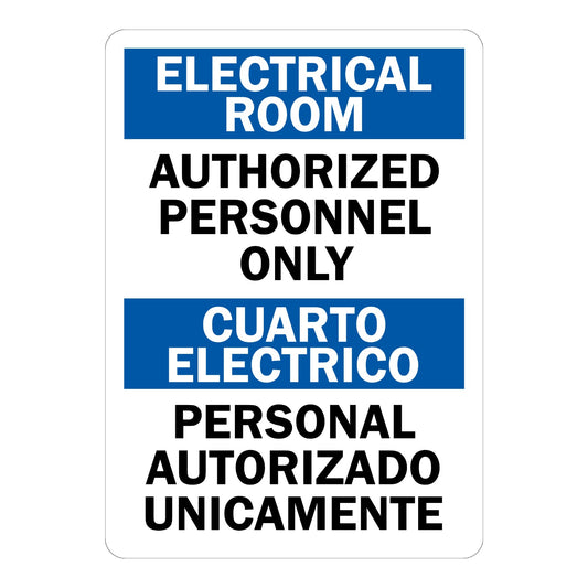 Bilingual Warning: Electric Room - Authorized Personnel Only