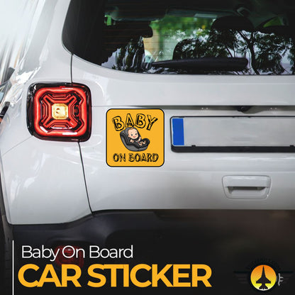 Car sticker with Baby On Board Sticker – Baby On Car Seat Design on a vehicle's rear window