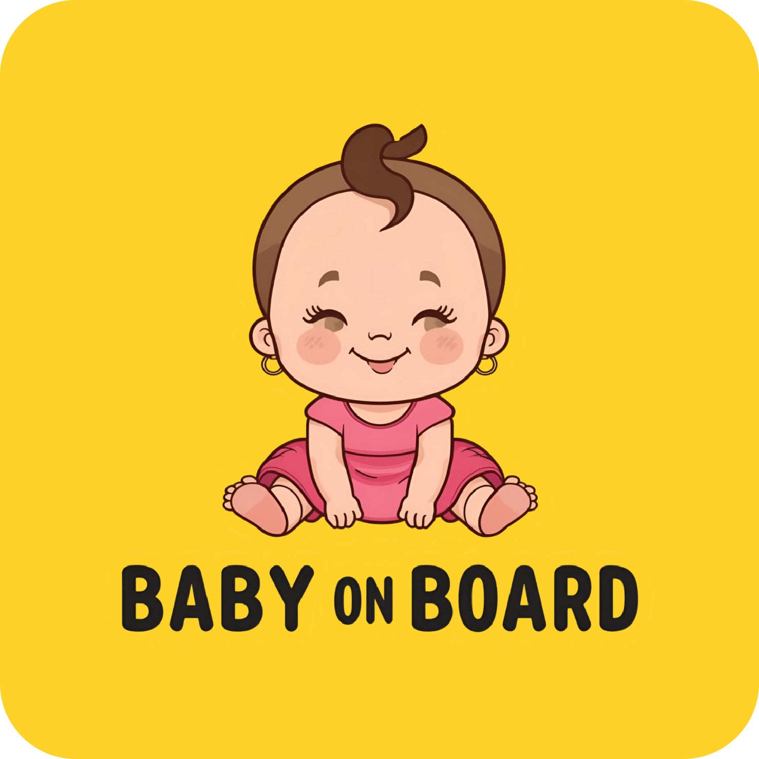 Baby On Board Sticker – Cartoon Baby Girl Design
