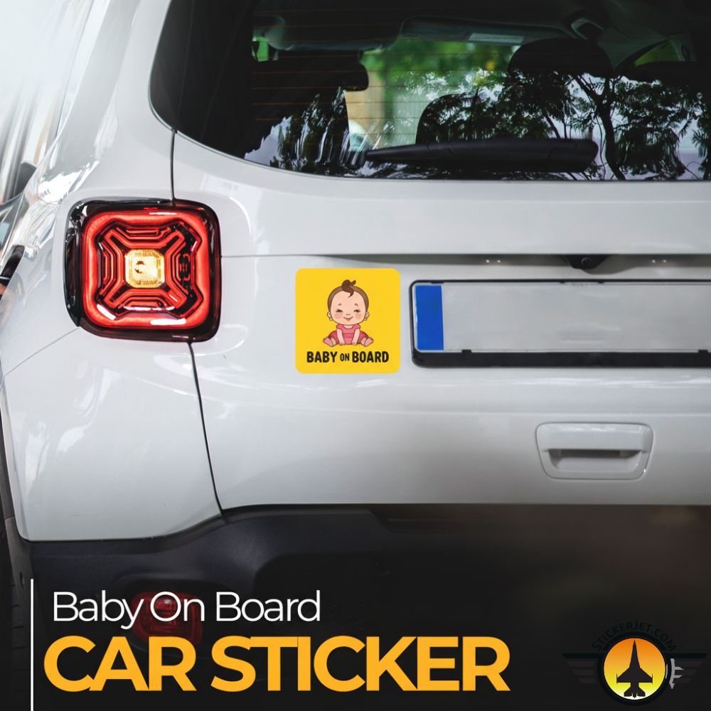 Baby On Board Sticker – Cartoon Baby Girl Design