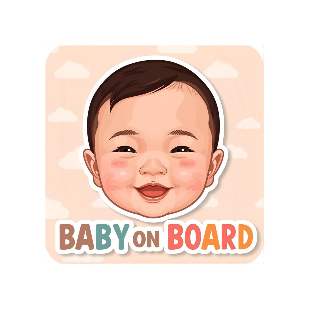 Baby On Board Sticker – Smiling Baby Face Design