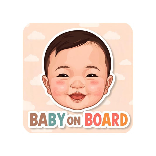 Baby On Board Sticker – Smiling Baby Face Design