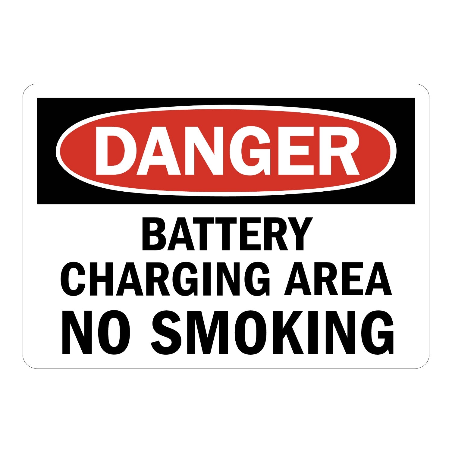 OSHA Danger: Battery Charging Area - No Smoking