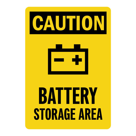 OSHA Caution: Battery Storage Area (With Battery Graphic)